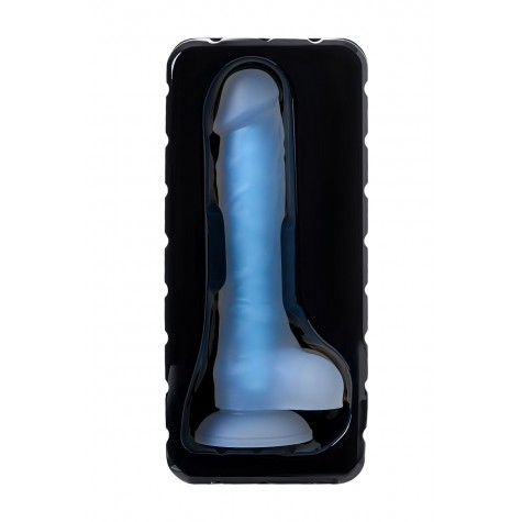 Прозрачно-синий фаллоимитатор, светящийся в темноте, Steve Glow - 20 см.